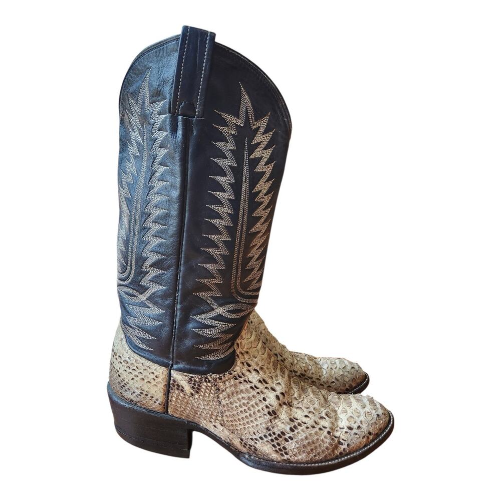 Cowtown Men's Python Back-Cut Round Toe Boots, Sz 9.5D